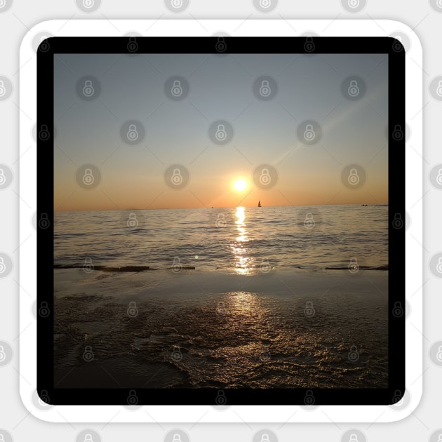 Lake Michigan Sunset Sticker by DJTobyGaming